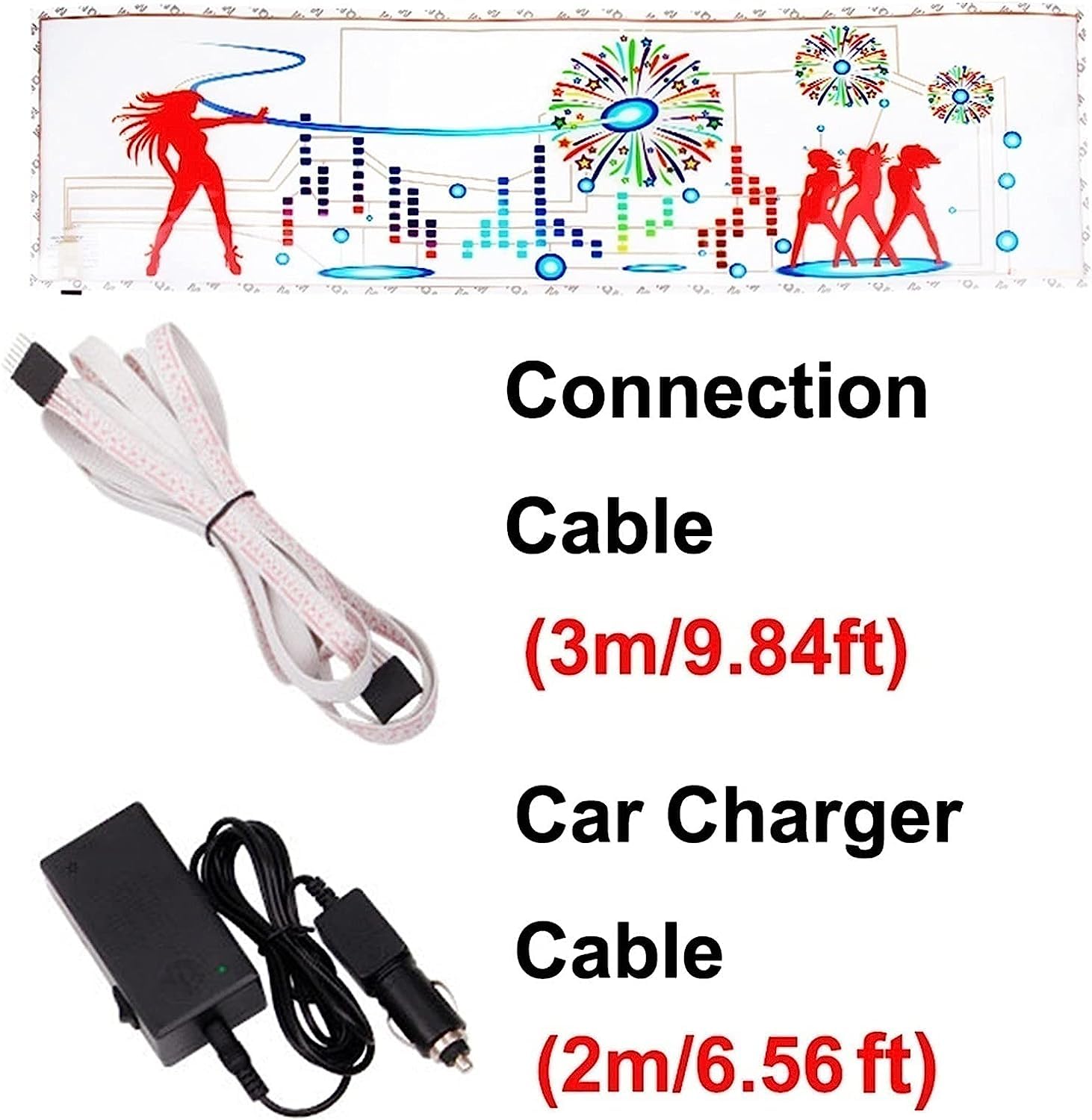 Car Music Rhythm Lights Taśma LED, LED Lights Car Sticker, LED Lights Glow Strip, Equalizer Zapachowe światła 90x25cm
