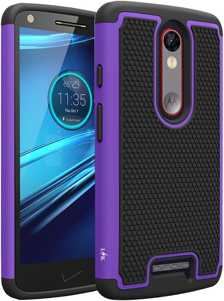 Droid Turbo 2 Case, LK [Shock Absorption] Hybrid Dual Layer Armor Defender Protective Case Cover for Verizon Motorola Droid Turbo 2 (Purple)