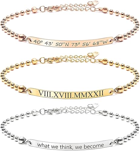 Personalized Engraved Charm Bracelet Beaded Name Bracelet for Women Handmade Jewelry Bridal Shower Gift Custom Friendship bracelet -B-12BR