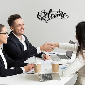 Vintage Welcome Sign For Front Door - Metal Wall Art, 8.8x5.1 Inches
