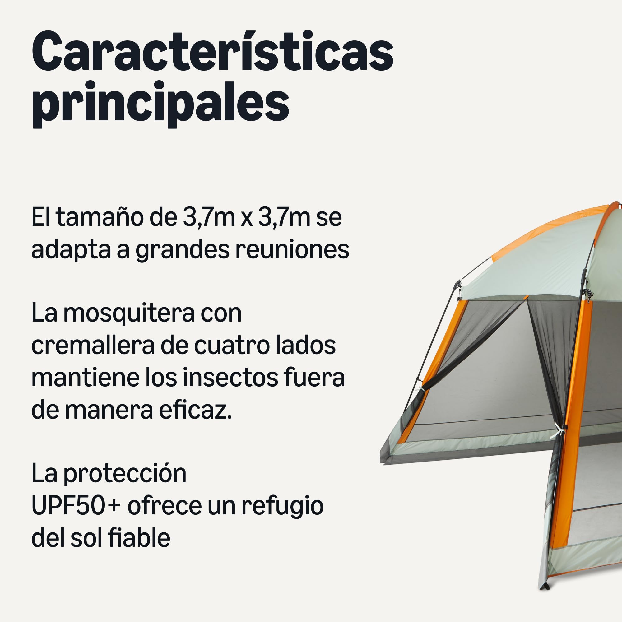 Amazon Basics - Tienda de campaña con Pantalla, Gris & Naranja, 381cm x 381cm x 262cm