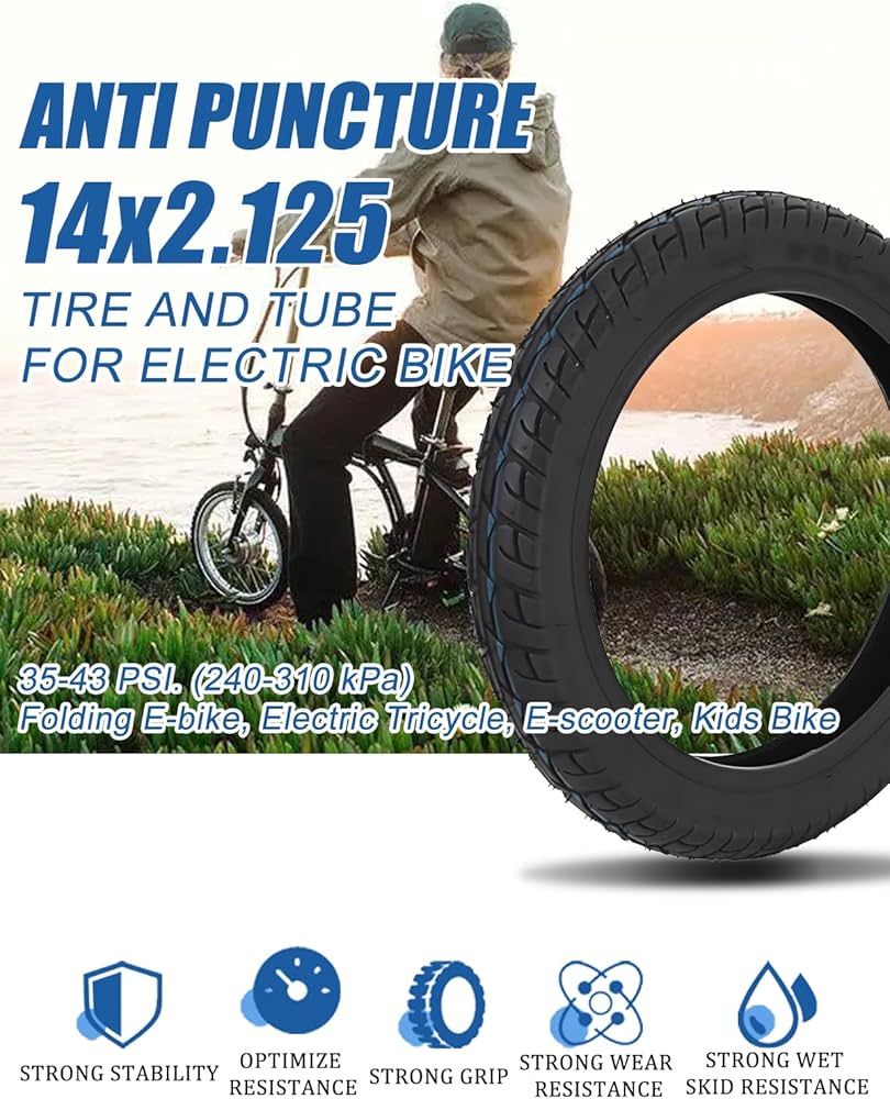 Amazon | 電動自転車とチューブセット 14インチ タイヤ 14x2.125 (54
