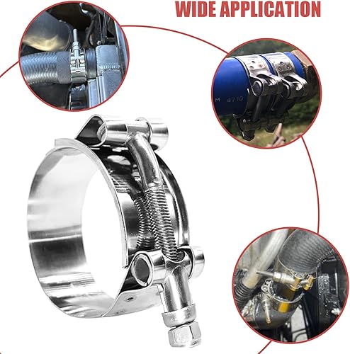 Miniatura 6 de BOTTEN Paquete de 4 abrazaderas de manguera T-Bolt de 1.75", Rango de abrazadera 51-59mm para ID de manguera de 1.75", abrazaderas de manguera de