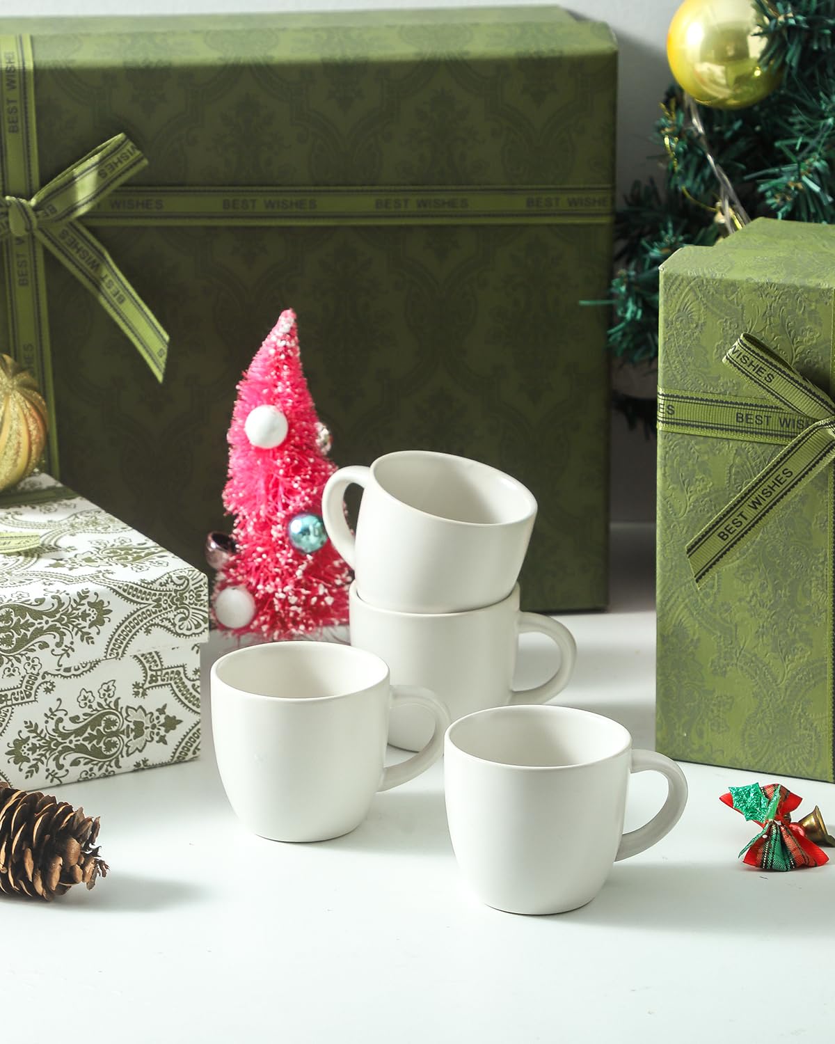 Set Of 4 Colorful Ceramic Espresso Cups - 3 Oz Demitasse For Double Shot, Dishwasher Safe, Italian Style Coffee Mugs - View #12