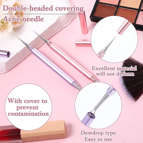 Miniatura 3 de 2 piezas 2 en 1 herramienta de eliminación de espinillas, herramienta de eliminación de milía, extractor profesional de espinillas y espinillas,