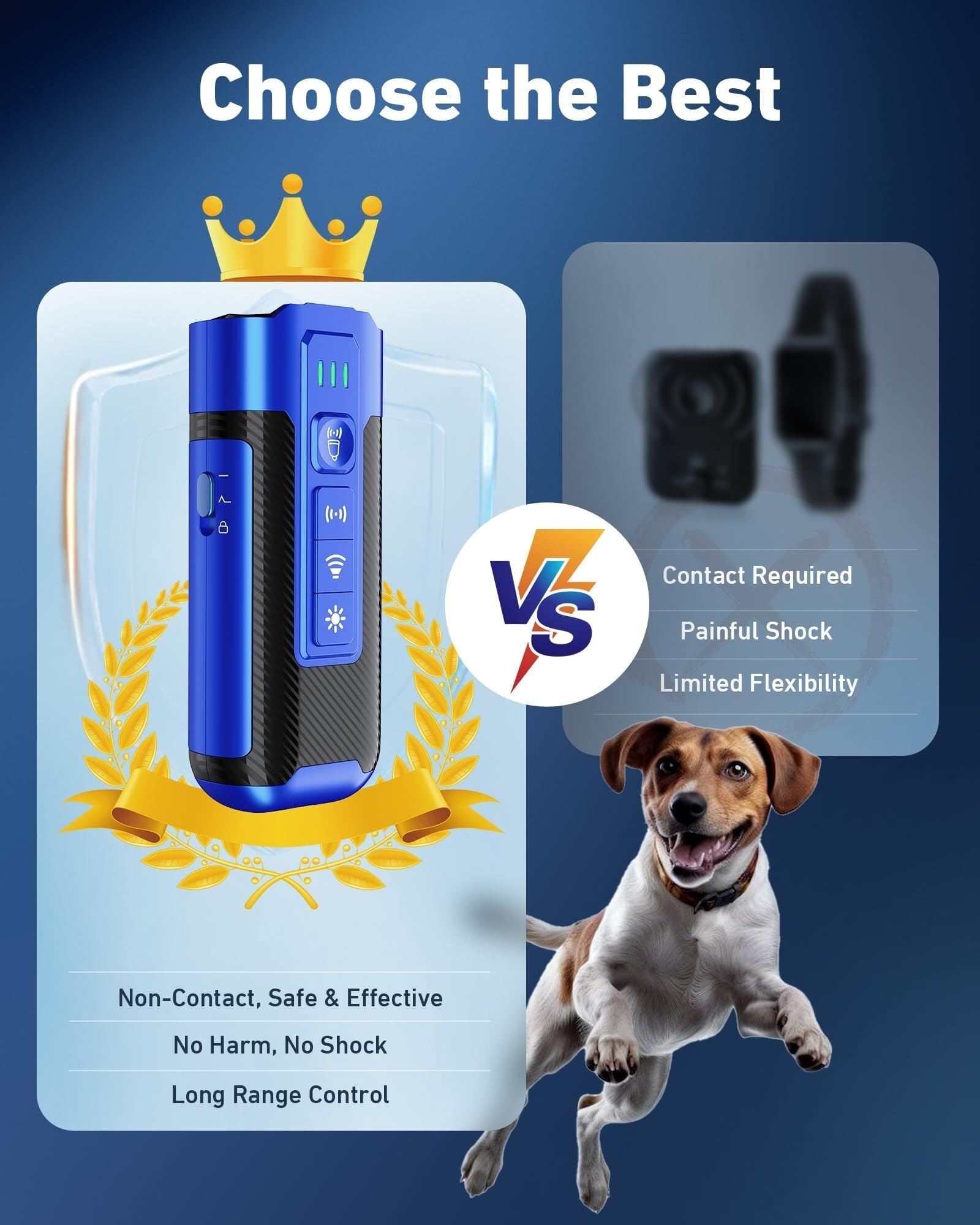 Dispositif Anti-aboiements à ultrasons for Chiens, portée de 15 m, Rechargeable