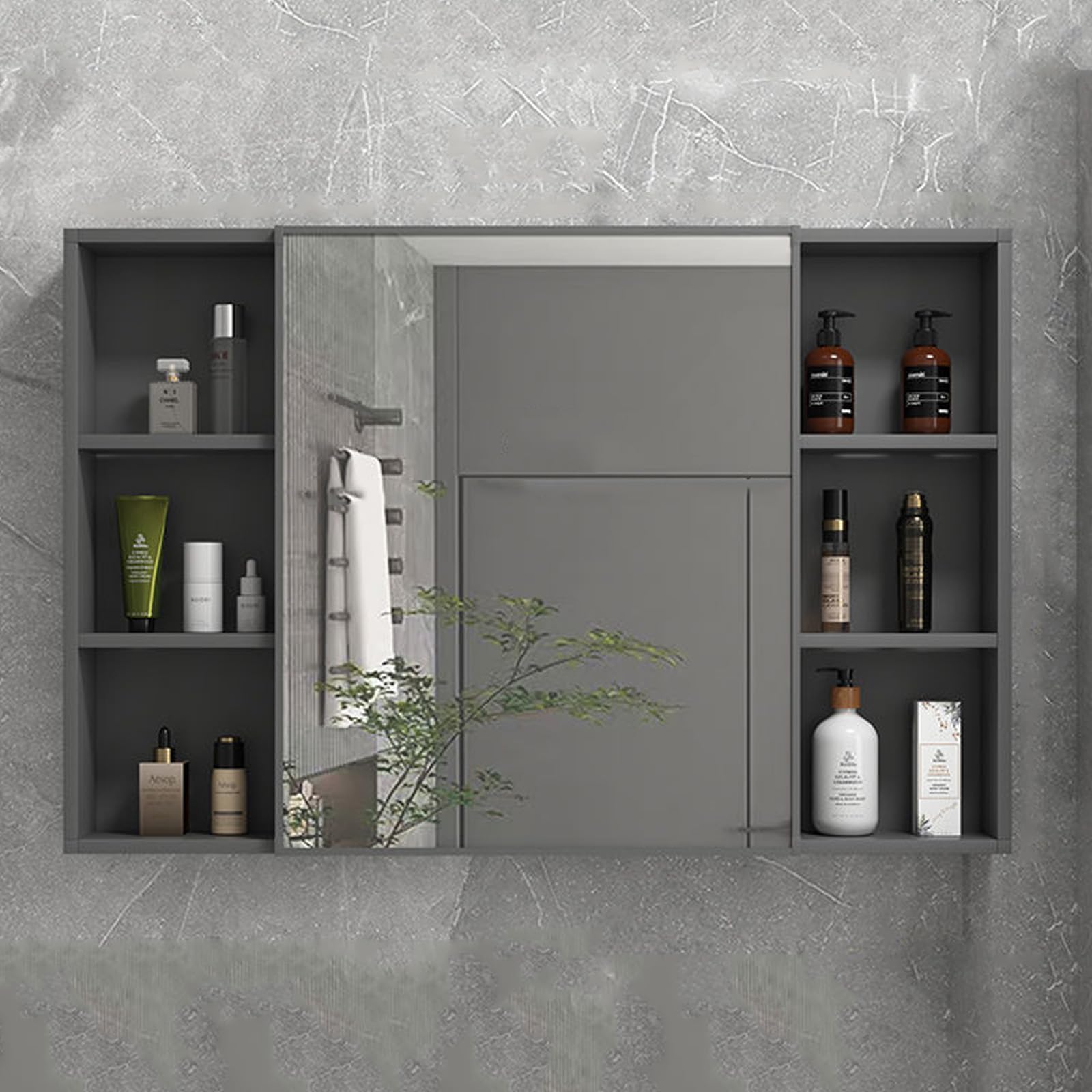 BKSXSOP Wall-Mounted Bathroom Cabinet with Mirror, High-Density Aluminum, Waterproof & Moisture-Proof Storage nizer, Stylish Space-Saving Solution for Modern Bathrooms