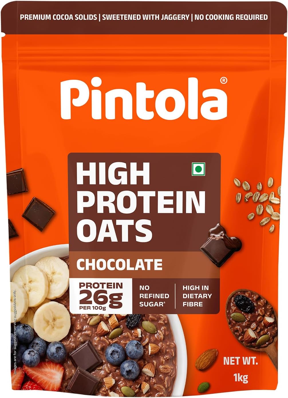 25G High Protein OATS Chocolate (1 kg (Pack of 1)), No Refined Sugar, with Almonds Raisin, Pumpkin and Chia Seeds, 8g Fibre, Rolled Oats, Breakfast Cereals | Gluten Free (1 kg (Pack of 1))