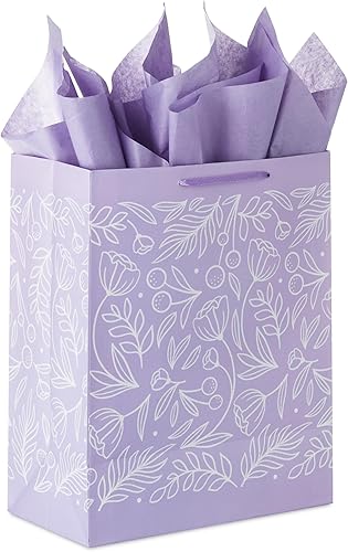 Miniatura 10 de Hallmark - Bolsa de regalo con papel de seda tamaño grande diseño de lunares color rosa M Rayas rosadas medias