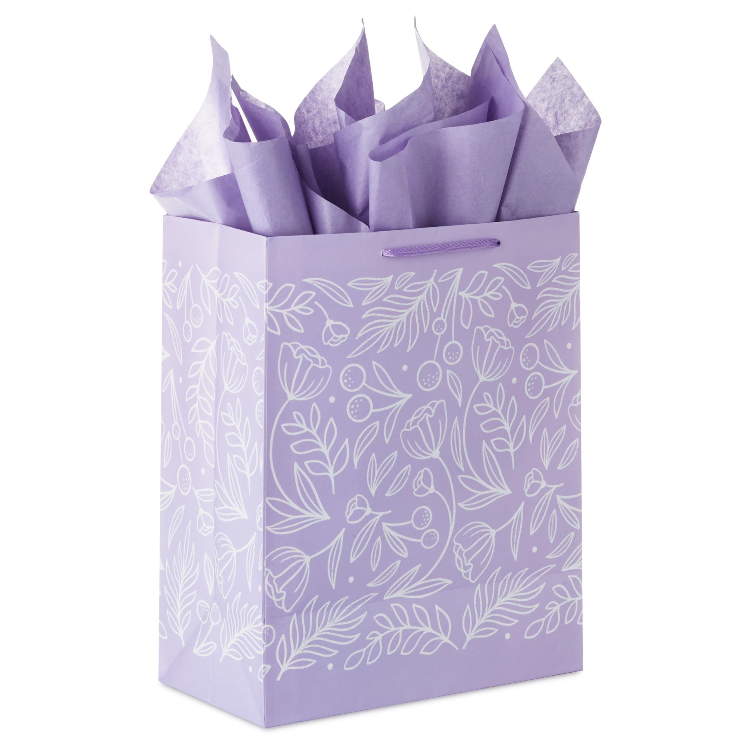 Hallmark 13" Large Mother's Day Gift Bag with Tissue Paper and Card (Love You Mom, Lavender, Modern Flowers)