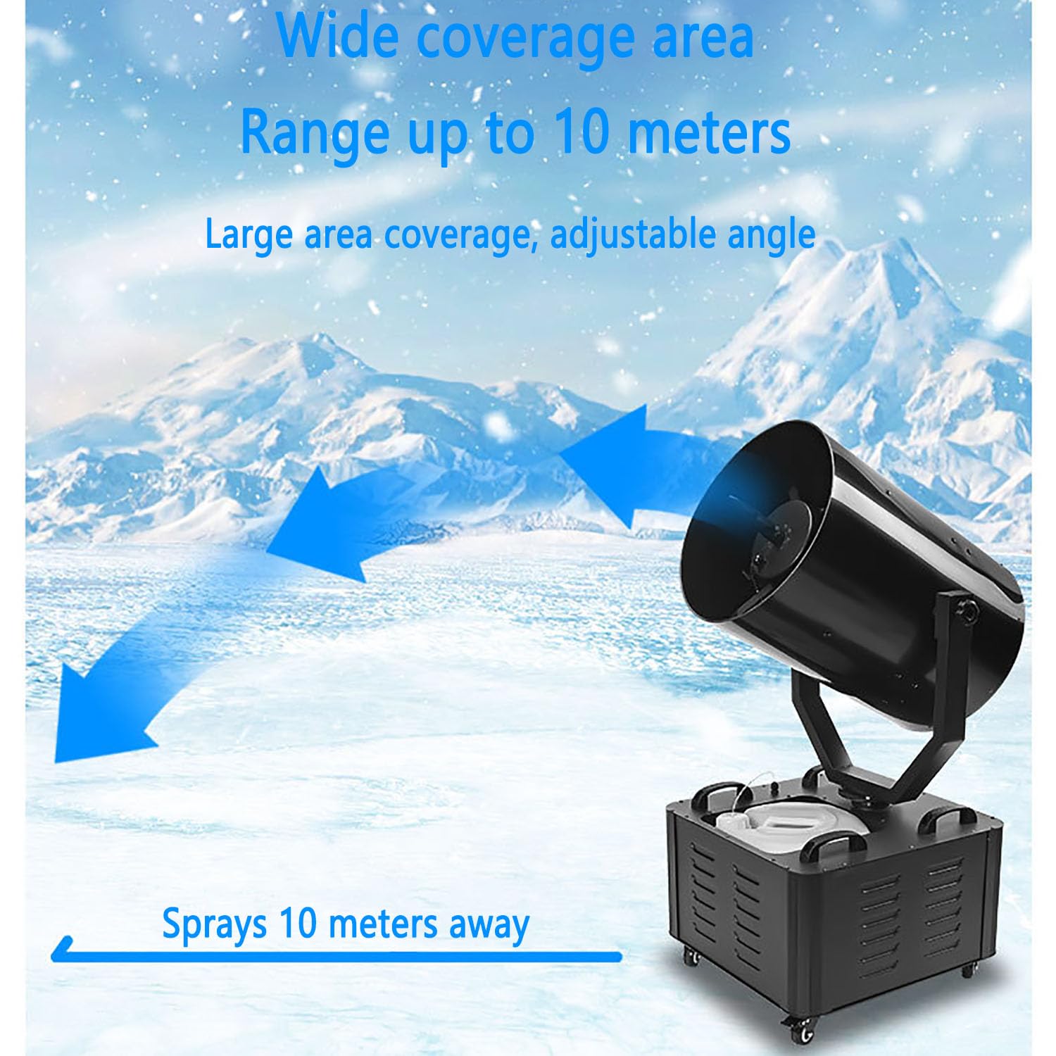 Generatore Di Neve Commerciale Da 3000 W, Grande Generatore Di Neve Oscillante Con Telecomando, Gittata Di Spruzzo Di 10 Metri E Rotazione Di 180°, Dimensioni Regolabili, Ampia Area Di Copertura