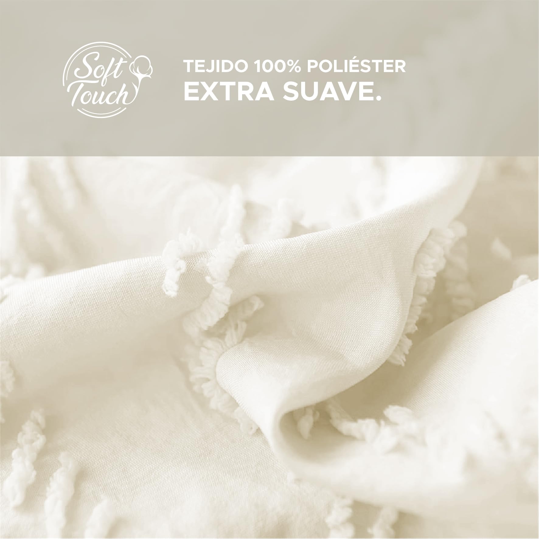 Victorio & Lucchino Colcha Lavada con Tufting - Diseño Texturizado Elegante - Modelo Atenea (Crudo, Cama 150 cm)