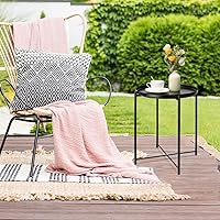 Vista 4 de danpinera Metal Black Side Table for Small Spaces Outdoor Patio Table Round Metal Coffee Table Waterproof Removable Tray Table for Living Room Negro
