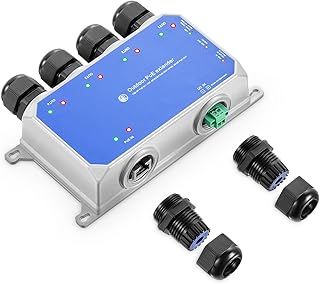MokerLink IP67 Outdoor 5 Port Gigabit PoE Extender, IEEE 802.3 af/at/bt PoE Repeater 90W, 10/100/1000Mbps, 1 PoE in 4 PoE Out, Wall Mount Metal Waterproof POE Passthrough Switch