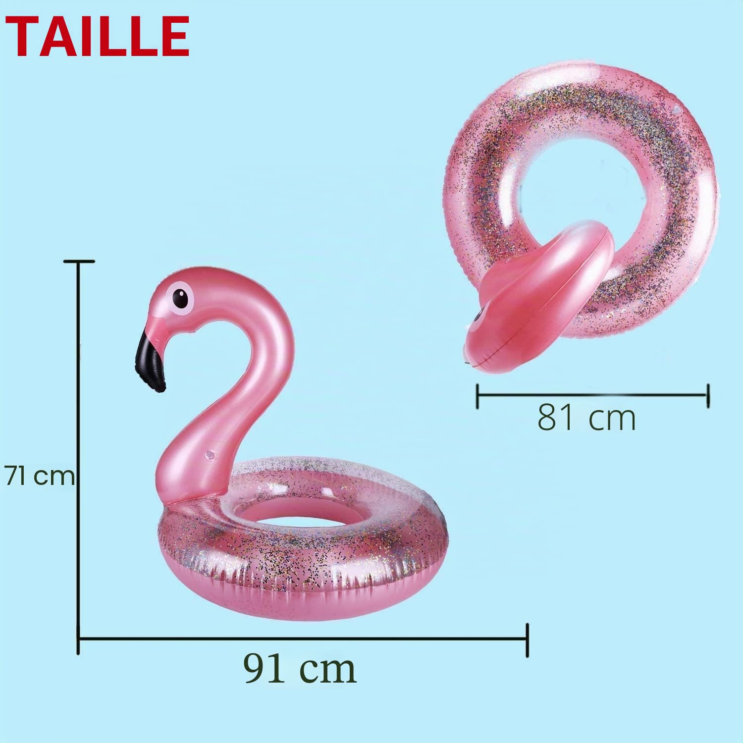 Tuyau de natation flamant rose gonflable transparent durable rond flotteur de piscine d'été Wyz19985