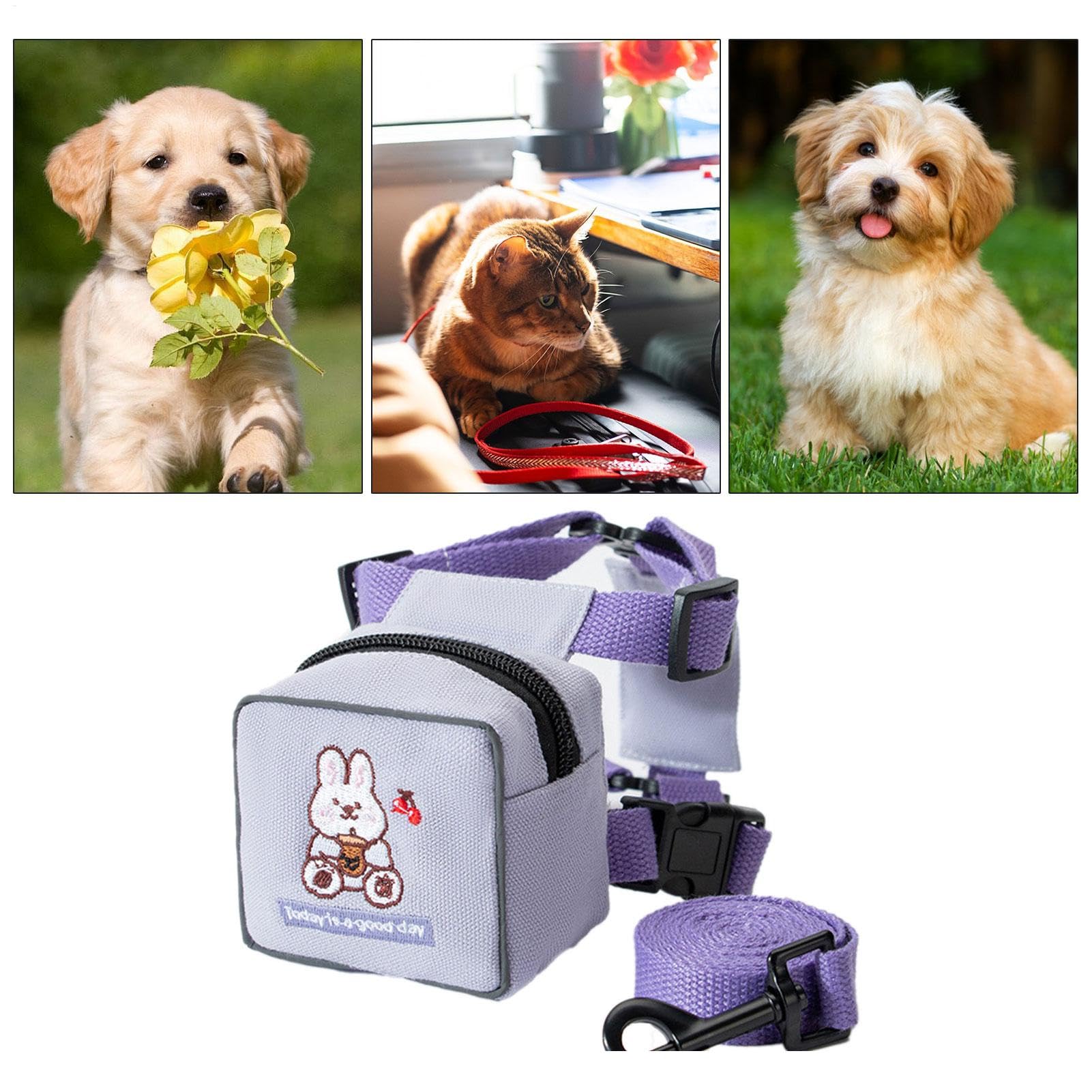 Imbracatura per zaino per cani | Imbracatura da trekking con design animale dei cartoni animati | Borsa da sella regolabile per cani, con motivo colorato con orso, coniglio, dinosauro per viaggi,