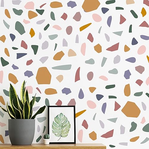 10 Sheets Colorful Terrazzo Pattern Wall Decal Irregular Stones Polka