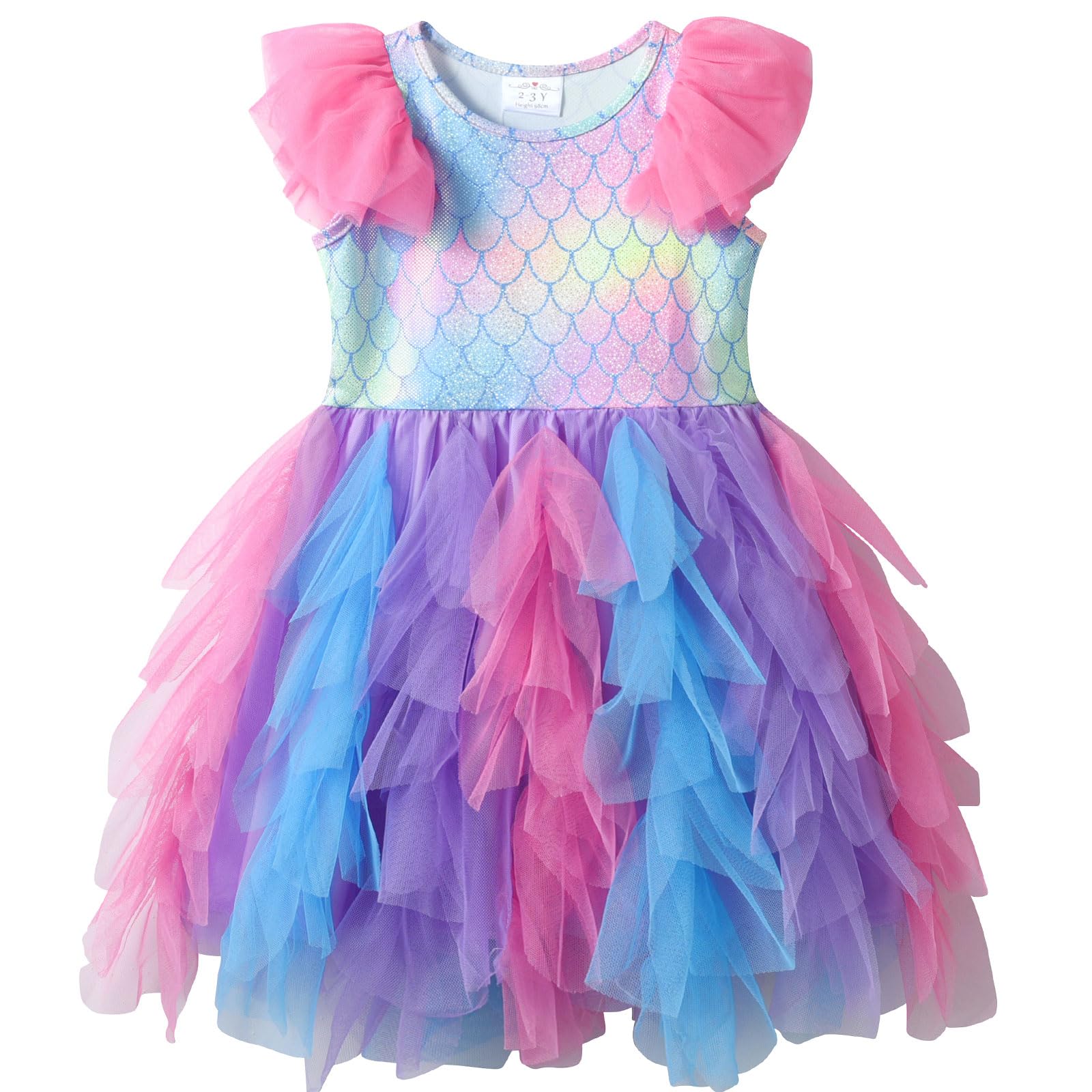 VIKITA Niñas Vestido Sirena Princesa Vestidos Fiesta de Verano Sin Mangas Ropa de Niñas 2-10 años