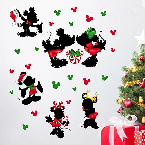 Miniatura 1 de Yovkky Calcomanías de pared de Feliz Navidad, Año Nuevo, ratón, Navidad, verde, rojo, bebé, habitación de niños, decoración de guardería, caramelo