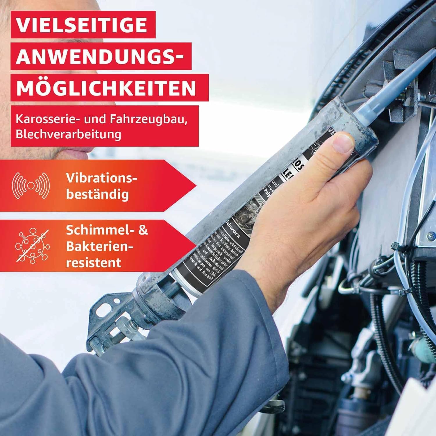 Karosseriekleber 1K MS Montagekleber UV-beständig schwarz Kartusche MS-Polymer Kraftkleber extra stark elastischer Kleb-und Dichtstoff Fahrzeugbau Van Wohnmobil (6)