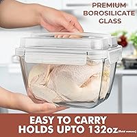 Vista 2 de Razab 17 Cups / 132 Oz / 3900ml Large Glass Food Storage Containers with Lids - Leakproof, BPA-Free Large Meal Prep Container Ideal for Roasting