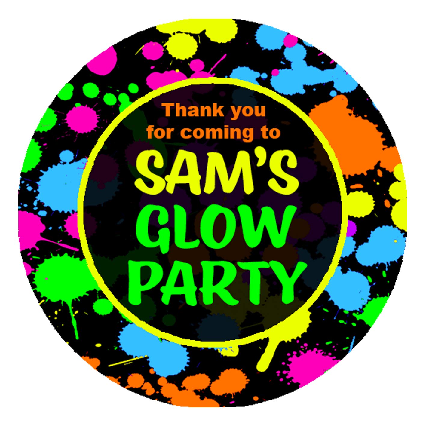 The Retouch Oasis 1 sheet of 35 (35mm) Personalised BRIGHT Neon or Glow Party STICKERS (buy 2 sheets get 1 free)- Kids Girls Boys Birthday Party Gift Labels