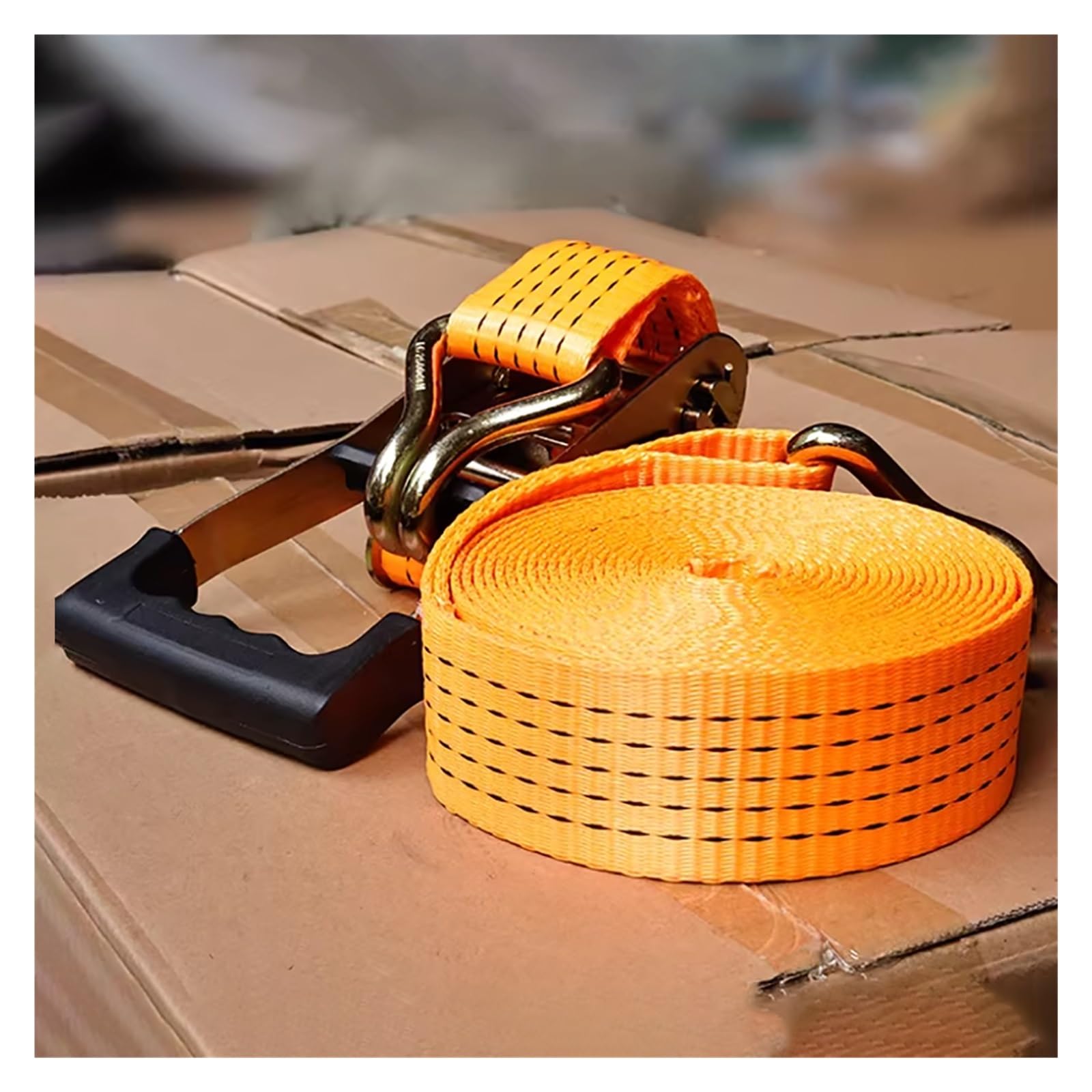 Correas de trinquete Resistentes, Resistencia a la Rotura de 5000 kg, Correas de trinquete de 5 cm para Amarre de Carga para Camiones, remolques y Motocicletas(5.0m/16.4Ft)