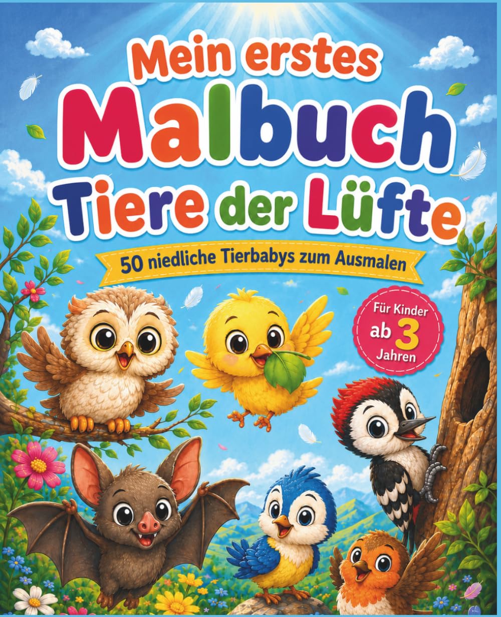 Mein erstes Malbuch – Tiere der Lüfte: 50 niedliche Tierbabys zum Ausmalen (Mein erstes Tierbaby-Malbuch)