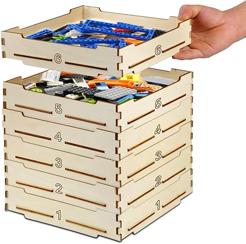 Miniatura 1 de Caja clasificadora de 6 bandejas utilizada para Lego, ladrillo clasificador de almacenamiento para bloques de Lego, regalo para amantes de Lego,