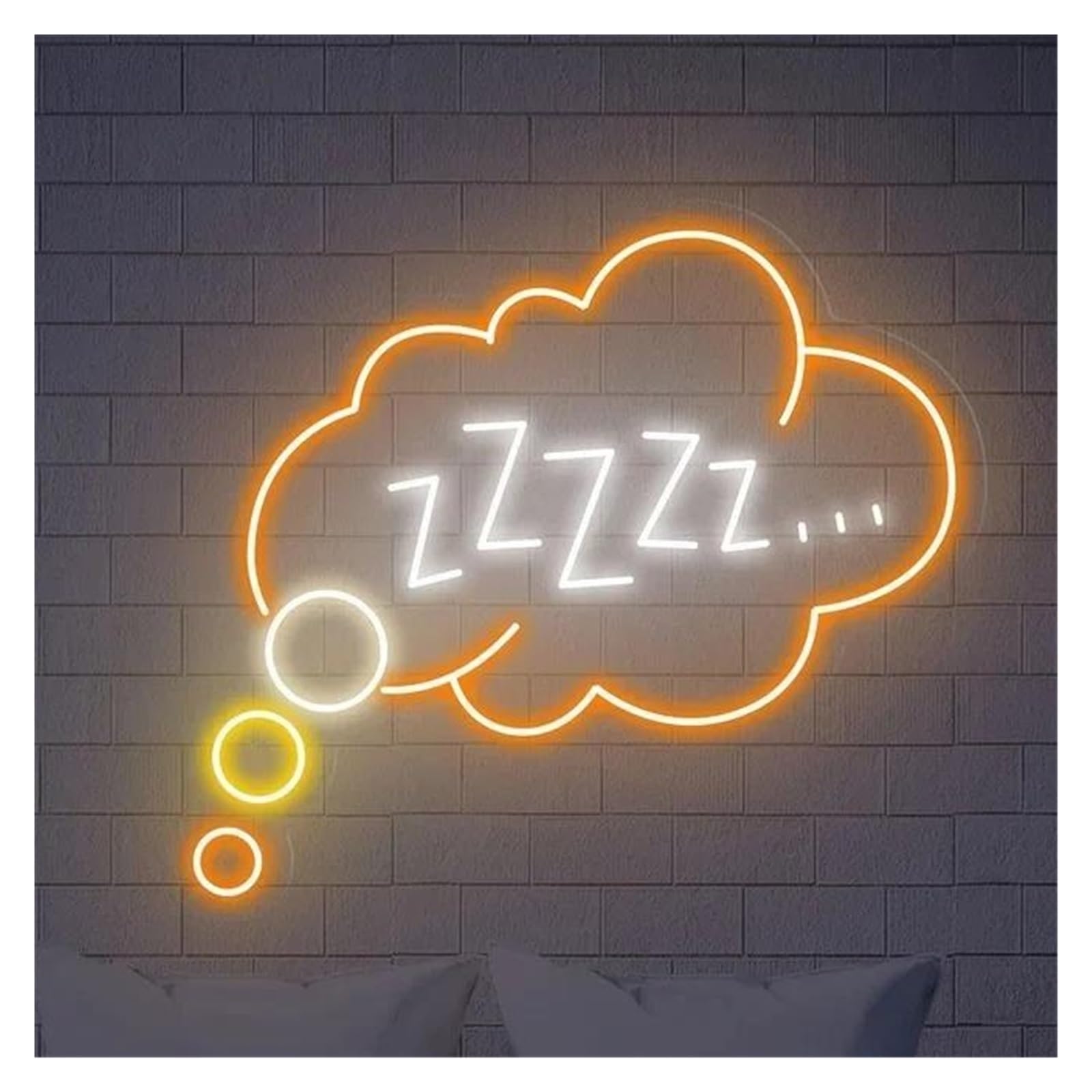 Shouxi A Sign Lamp Goodnight Sleeping Zzzz Neon Sign Usb Powered Dimmable Kid's Room Esthetic Wall Window Mount Indoor Decor 38Cm