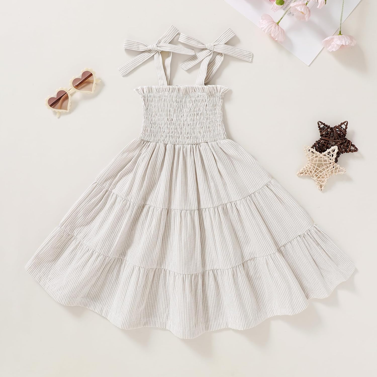 YOUNGER TREE Toddler Baby Girls Rainbow Dress Princess Sleeveless Halter Beach Tutu Sundress - Image 3