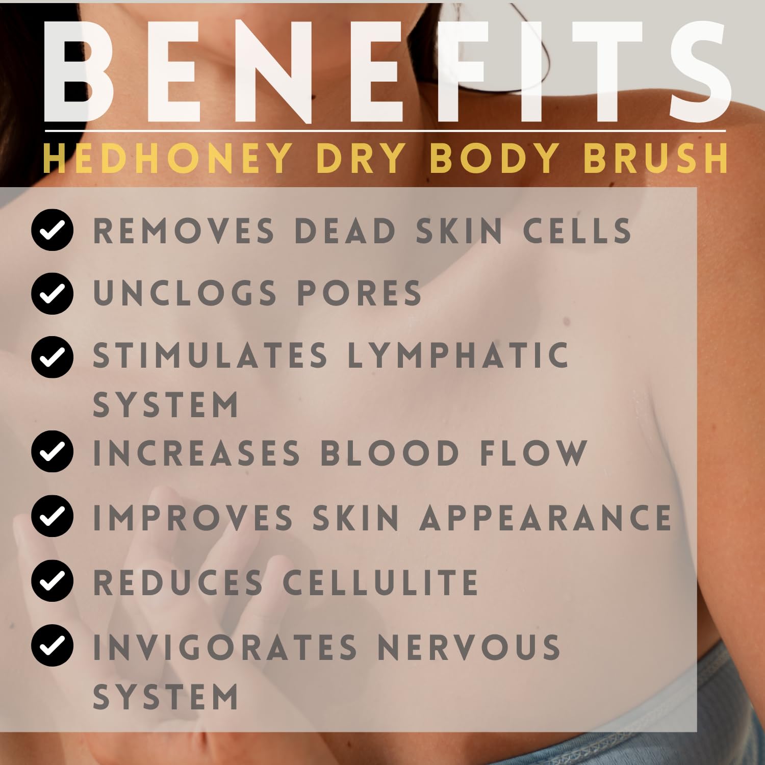 HedHoney Bamboo Dry Brushing Body Brush. Firm Bristle Body Scrub Brush for Softer & Smoother Skin. Stimulates Lymphatic System & Removes Dead Skin Cells - Image 2