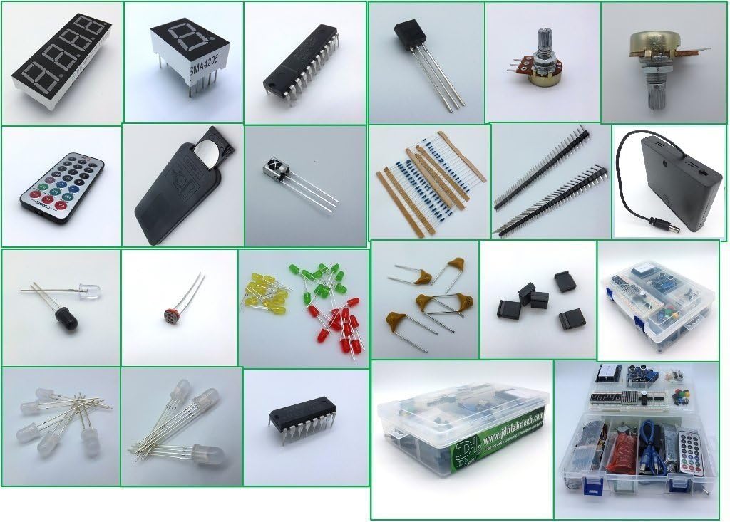 jdhlabstech MEGA Starter kit Ultra (100% Open Source IDE Compatible) w/Batt Holder, Sensors, Modules, Resistor Pack and Components