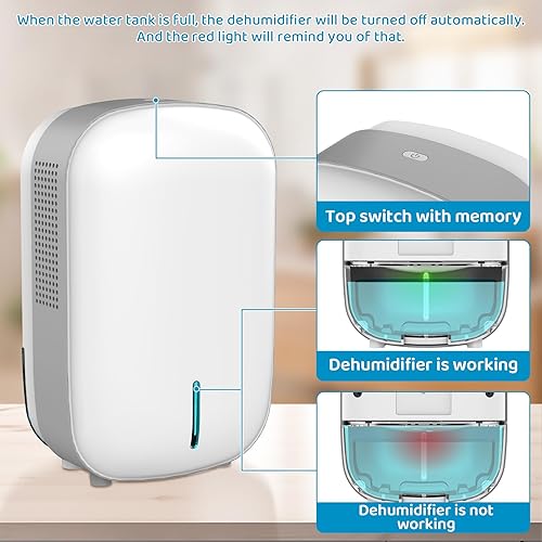 Miniatura 4 de Mini deshumidificador para baño pequeño. Silencioso. Apagado automático. Memoria de apagado. Deshumidificador eléctrico para espacios pequeños.