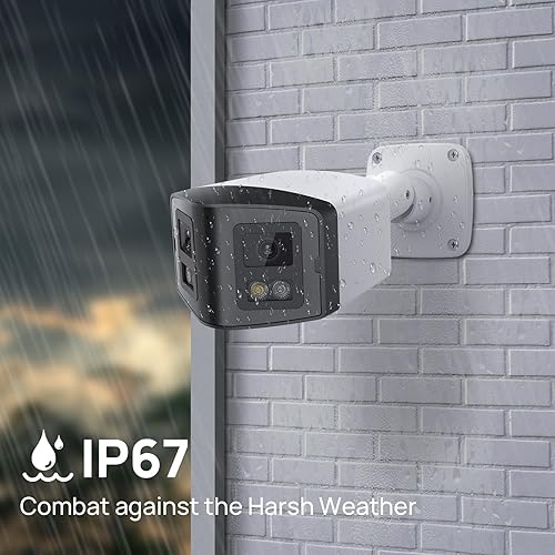Miniatura 8 de PANOEAGLE Cámara de seguridad IP PoE de doble lente de 4 MP para exteriores con gran angular panorámico de 180, visión nocturna a color inteligente,