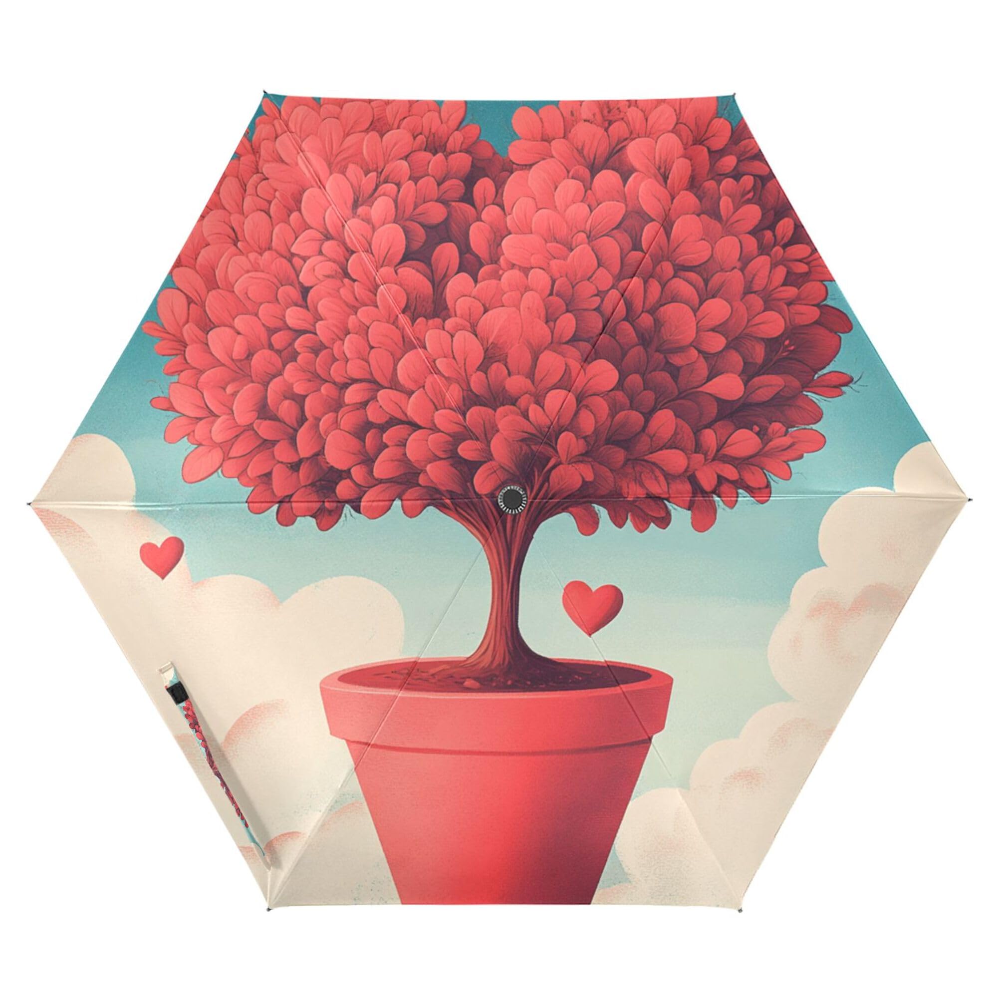 JUNZAN Red Love You Plant Valentine's Day Umbrella For Travel 39 Inch Automatic Open Close Automatic Open Close Mini Umbrella for Men Outdoor Defence Accessories
