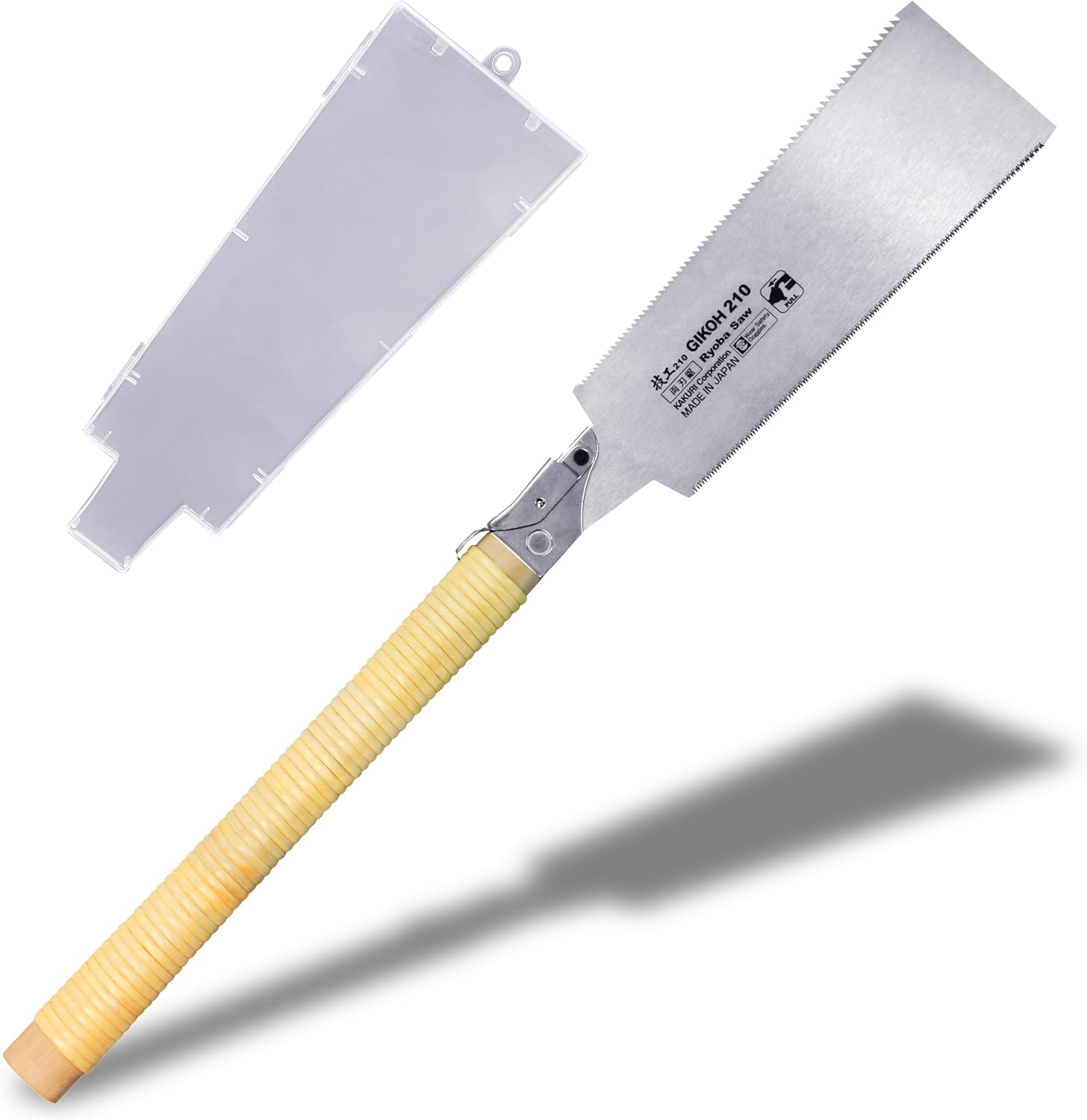 KAKURI Japanese Pull Saw 8.2" for Woodworking - Ryoba Double Edge Hand Saw with Blade Cover, Cane-Wrapped Handle, Tool-Free Blade Replacement - Made in Japan