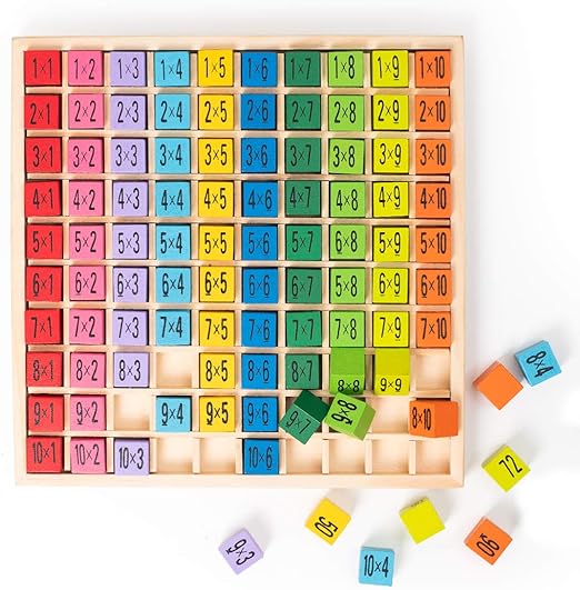 Amazon Com Robotime 100 Building Blocks Wooden Multiplication Math Table Board Game Kids Montessori Preschool Learning Toys Gift For Boys And Girls Toys Games