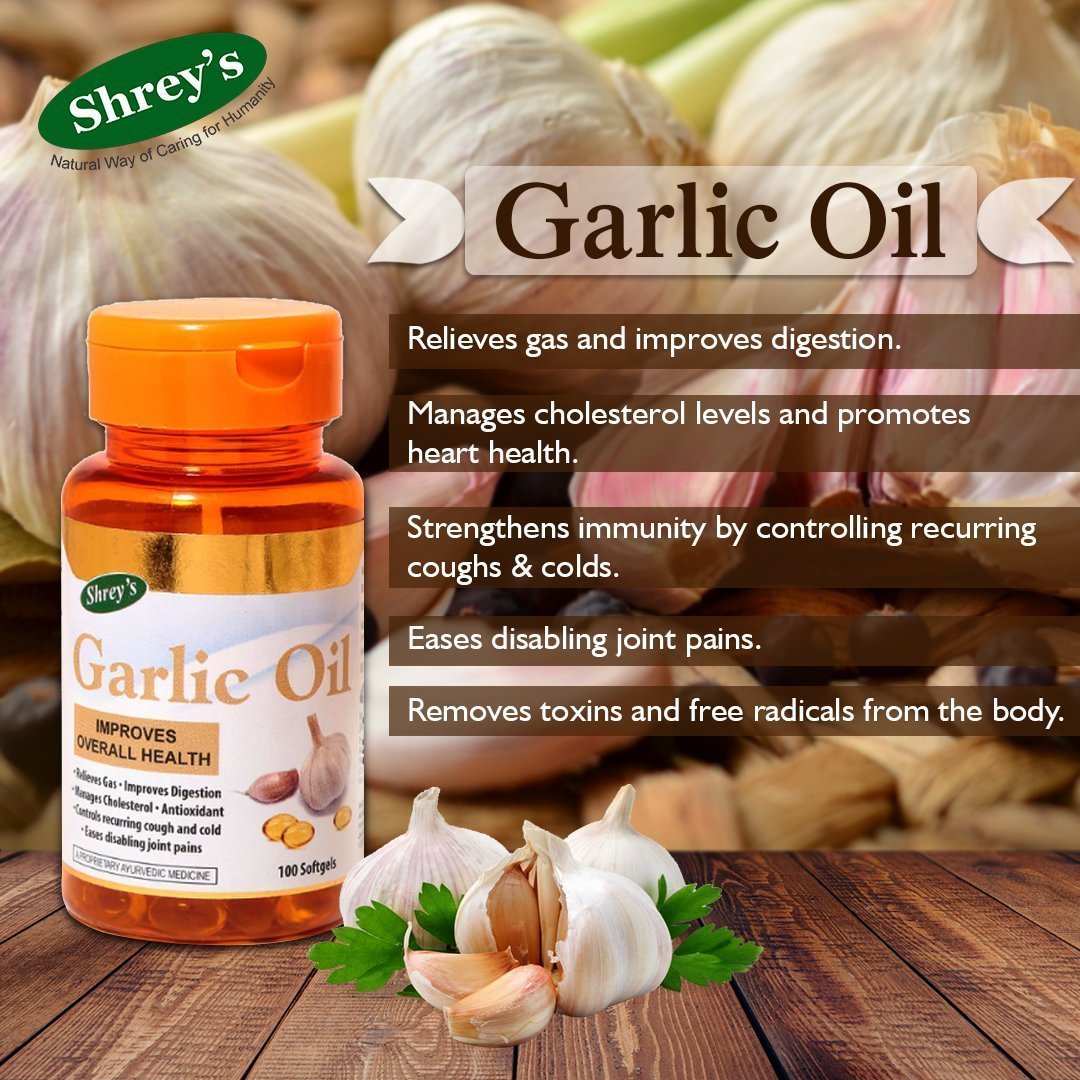Shrey's Garlic Oil Capsules for Cardiovascular Support, Improves Digestion & Overall Health Support - 100 Capsules (Pack of 3) 2