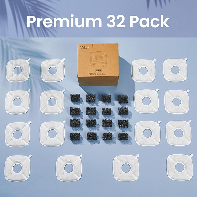 Veken Pack de 16 Filtros y 16 Esponjas para Fuente de Agua miniatura 7