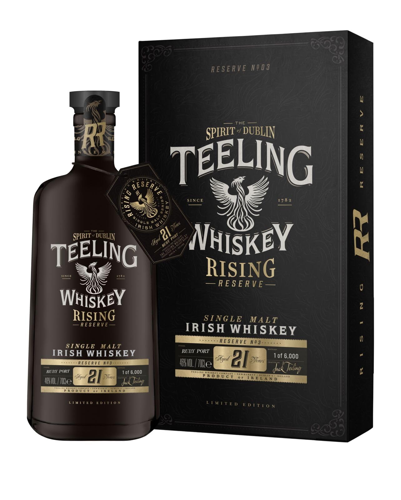 Teeling Irish Whiskey Rising Reserve No. 3, 46% alc/vol., , 21-Year-Old Single Malt Finished in ex-Ruby Port Casks (70cl)