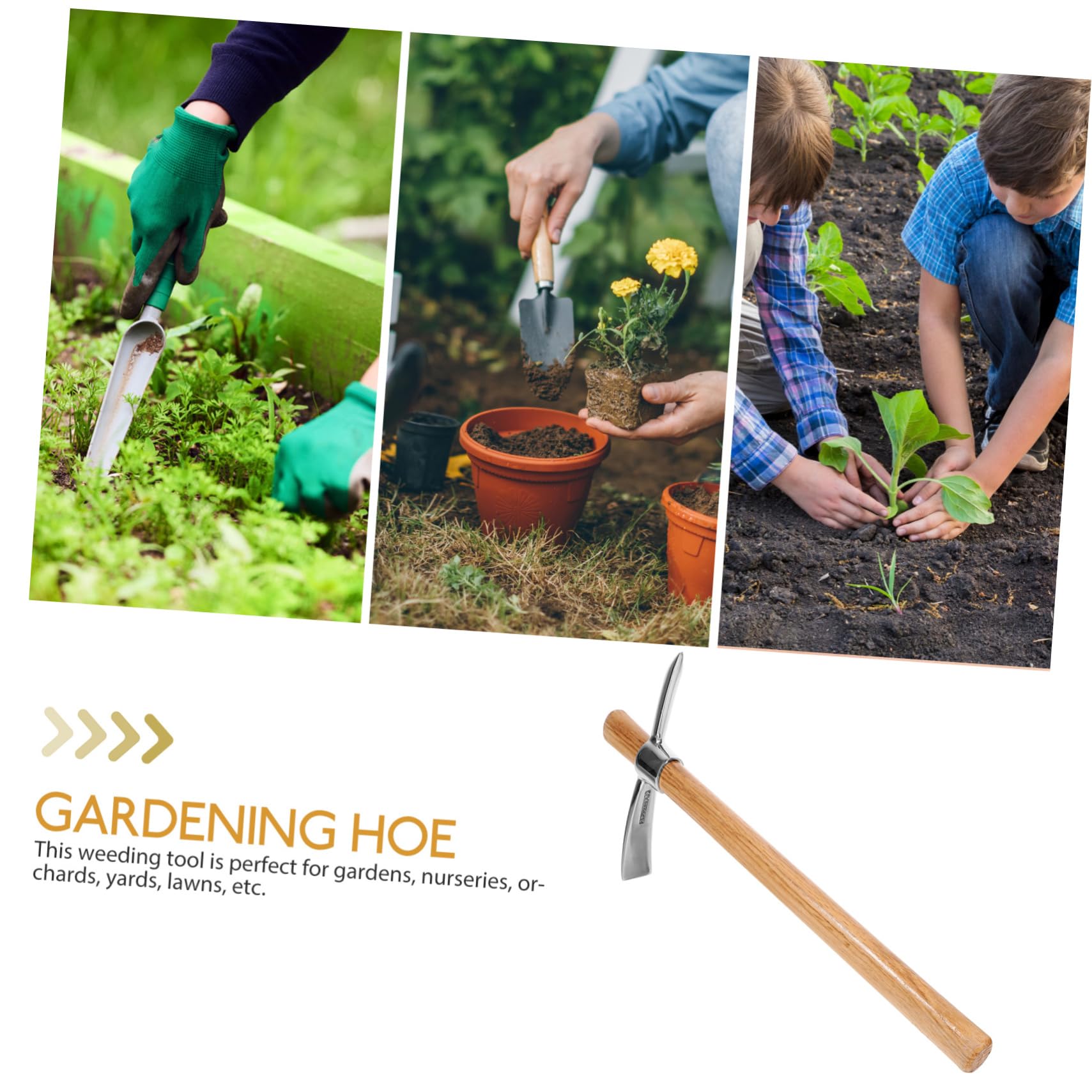 Yardwe 4 Piezas azada para cavar Tierra Herramientas de jardinería Cenefa Semillas Fuerza guadaña maceteros Plant Pot azada de Mano Herramienta de jardín azada para Plantar Flores Madera