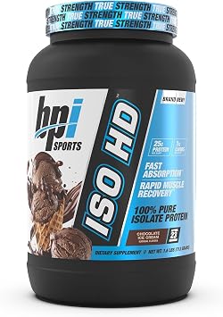 BPI Sports ISO HD Whey Isolate Protein, Chocolate Ice Cream, 1.6 lb