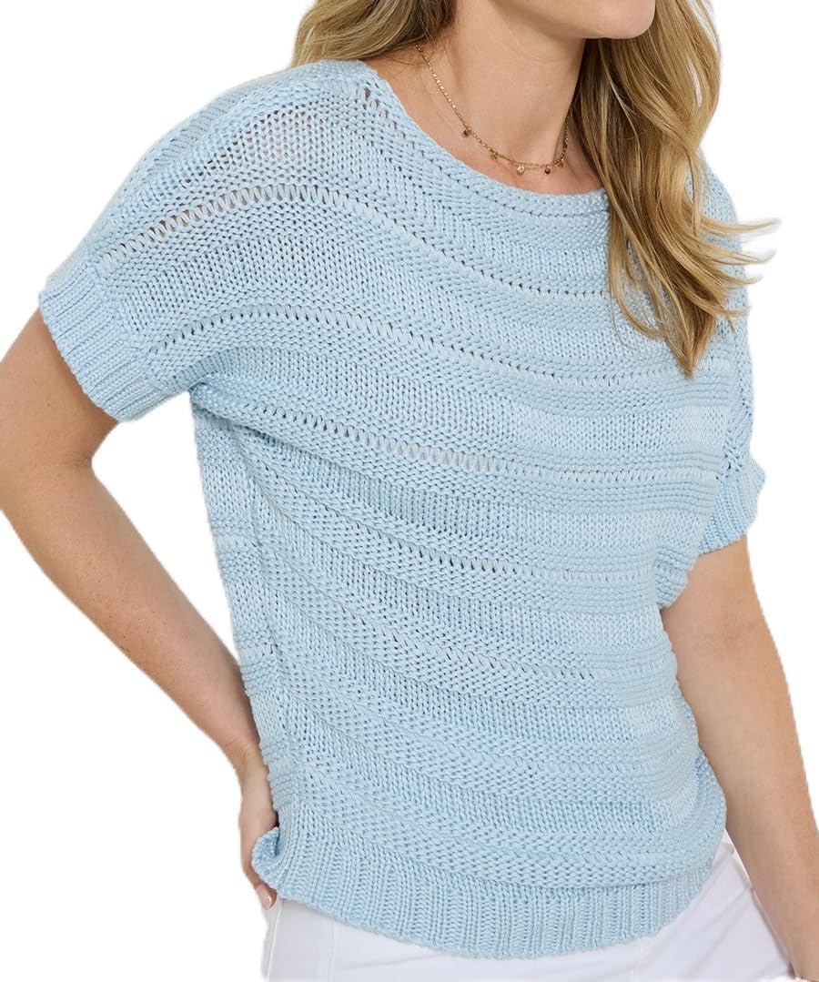 Joe Browns Women's Boat Neck Short Sleeve Knitted Jumper, Regular, Blue, UK 18