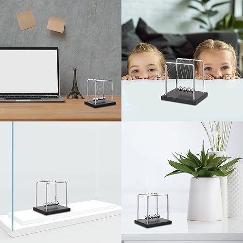 Miniatura 5 de QLKUNLA Newtons Cradle - Bolas de equilibrio de ciencia y física, juguete de movimiento cinético para decoración de escritorio, para el hogar y la