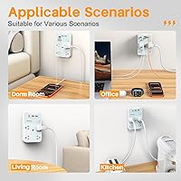 Vista 7 de Divisor de salida con protección contra sobretensiones 1080J, puerto USB C PD de 30 W para carga rápida, 4 tomas, 2 puertos de carga USB A y USB C