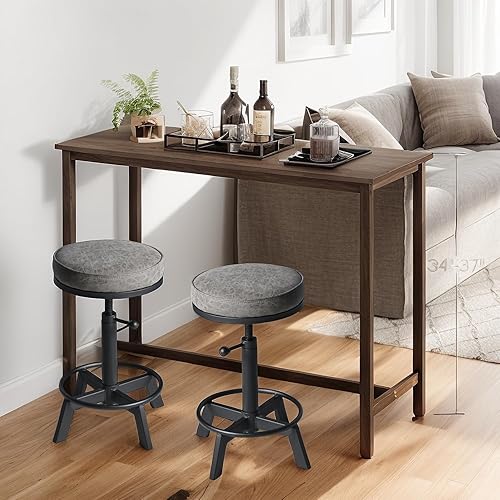 Miniatura 8 de BOKKOLIK Taburetes de bar industriales (juego de 2) altura de mostrador ajustable de 24 a 27.5 pulgadas, taburete de isla de cocina vintage, silla