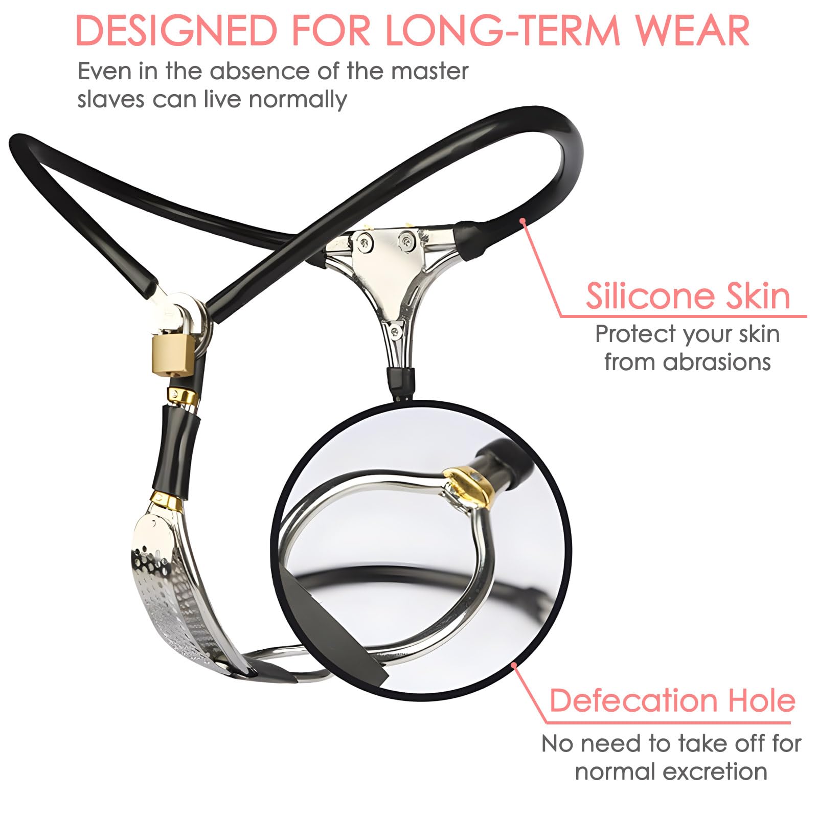 Ceinture de chasteté invisible femme acier inoxydable verrouillable culotte bondage T jouets sexuels