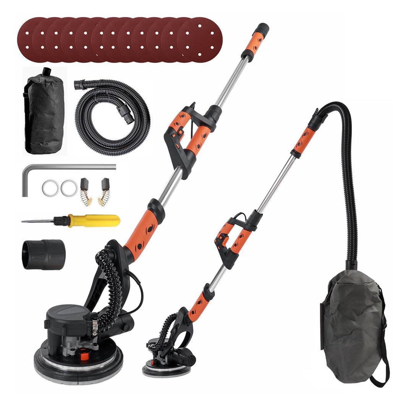 Aubest Type A Wall Sander, 1380W Electric Drywall Sander 215Mm Pole Drywall Sander Grinding Portable With Sandpaper Variable Speed 2M Hose Led Strip Light(Type A)