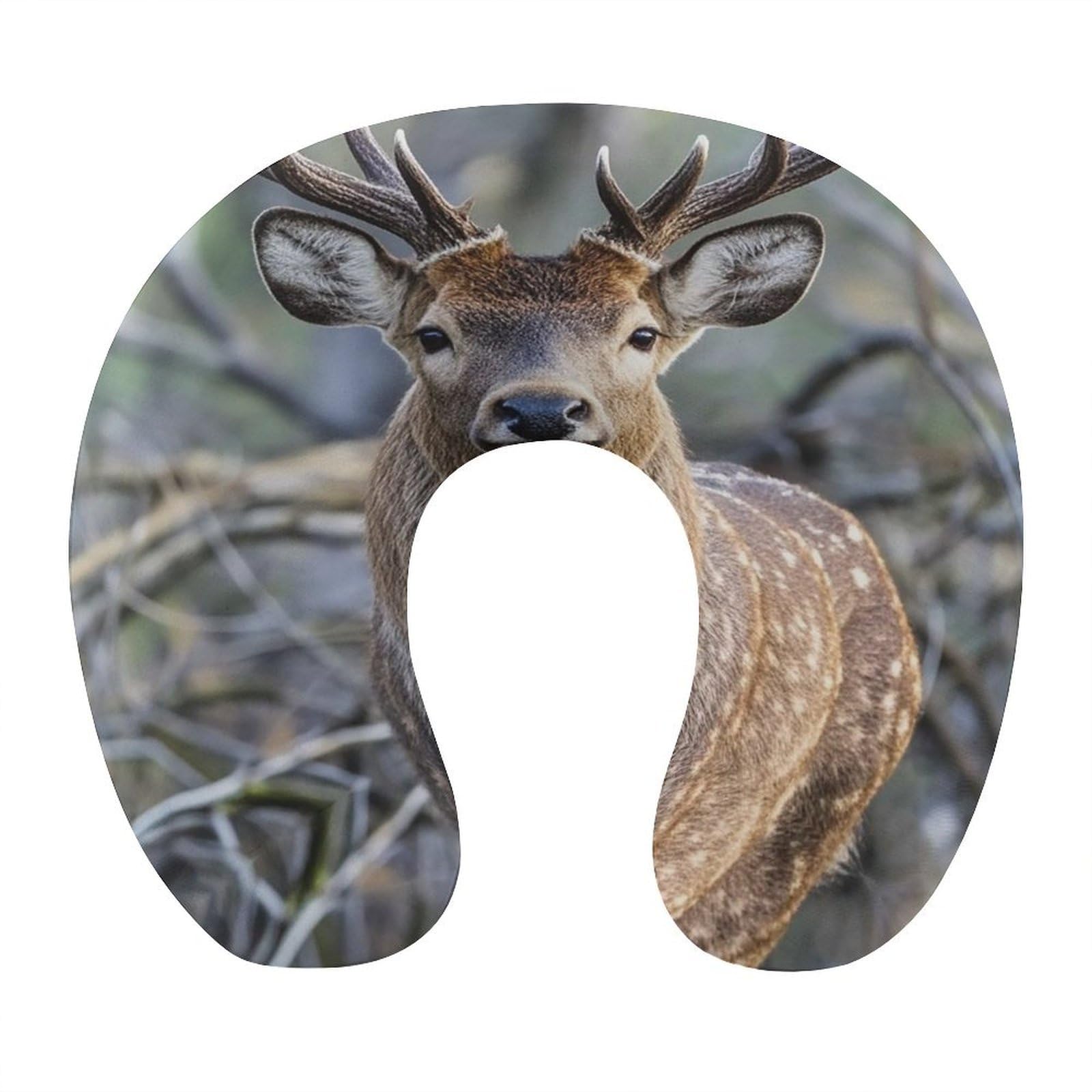 FekiLoot Antlers Travel Pillow Comfortable U Shape Memory Foam Pillows Neck and Head Support Portable Travel Neck Pillow Suitable for Planes Trains Self-Driving Cars